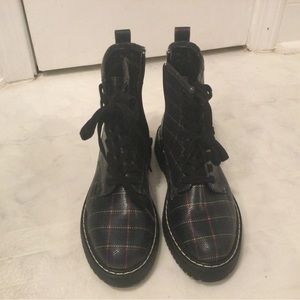 Madden Girl tartan plaid combat boots